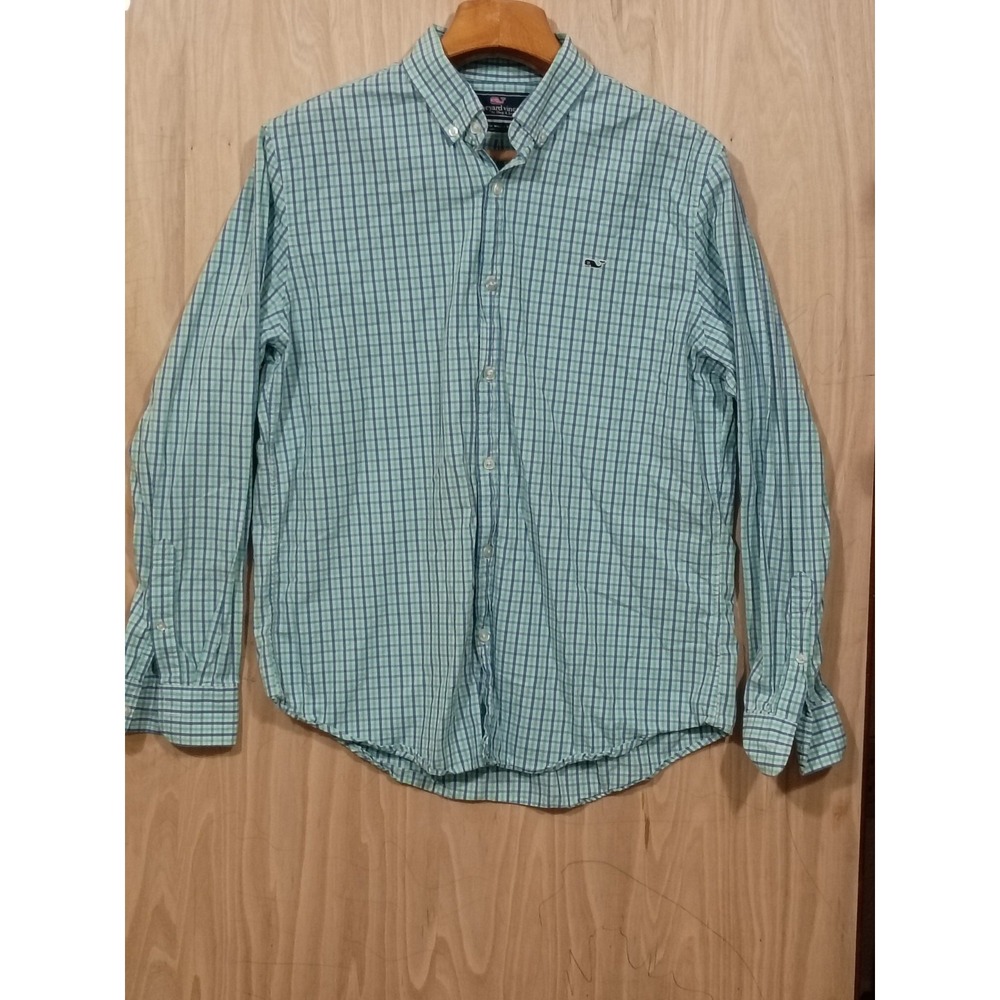 Vineyard Vines Men's Long Sleeve Cotton Slim Fit Whale Shirt Plaid Size Large.